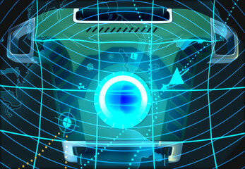 3D rendering of a navigation compact compass device.