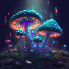 Futuristic alien flowers, science fiction flowers made with Generative Ai technology