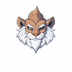 Obraz premium Drawing of a young lion head. created in combination of self-drawn and AI support. Icon, logo, tattoo, vector illustration.