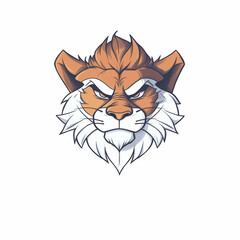 Obraz premium Drawing of a young lion head. created in combination of self-drawn and AI support. Icon, logo, tattoo, vector illustration.