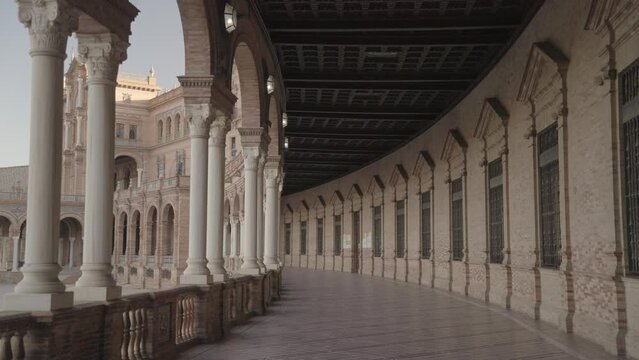 The Plaza de Espa&ntilde;a Spain Square in The Morning Seville, Spain