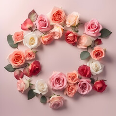 Rose Flowers Composition On Pink Background Illustration