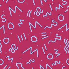90s seamless pattern squiggle kid. Abstract doodle hand-drawn pattern. Simple childish scribble design illustration for textile, paper, fabric, background, wrapping. Vector 