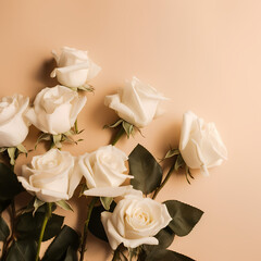 Studio Photography Of White Roses On Beige Background Illustration