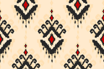Ethnic ikat seamless pattern in tribal. American, Mexican style. Aztec geometric ornament print. Design for background, wallpaper, illustration, fabric, clothing, carpet, textile, batik, embroidery.