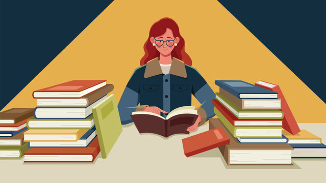 Girl Reading Book Flat Design