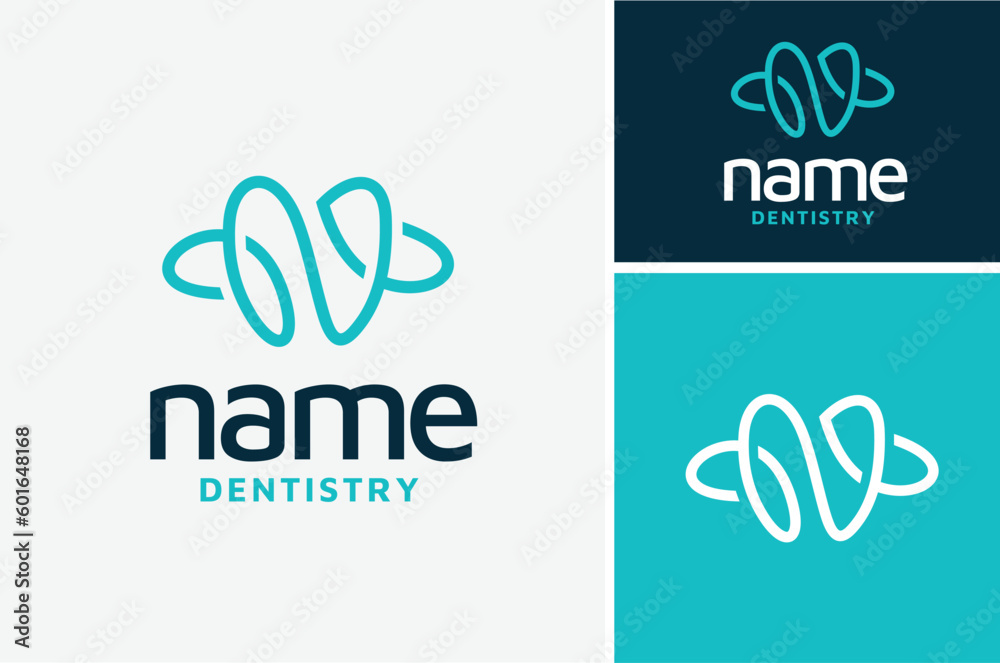 Wall mural initial letter n with tooth for teeth dentist dental oral dentistry orthodontic doctor logo design - Wall murals