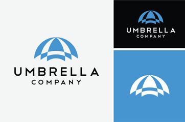 Simple umbrella silhouette logo design for insurance assurance business	