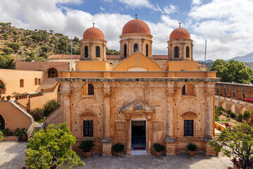 Greek Orthodox monastery Agia Triada in the Akrotiri peninsula near Chania, Crete. Greece.