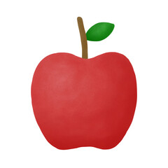 Cute red apple with leaf illustration