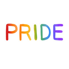 Pride letter hand drawn watercolor illustration
