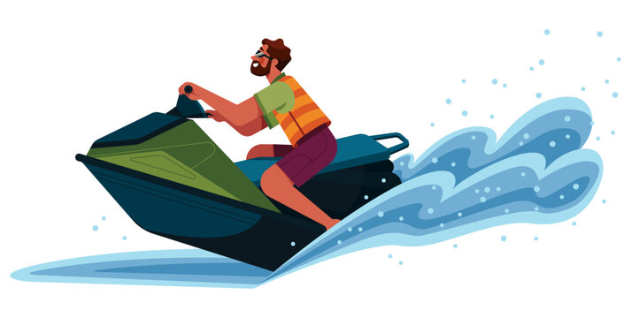 recommend clip art: Man Riding Jet Ski on White