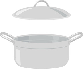 空っぽのステンレス製の両手鍋