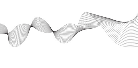 Abstract grey wavy lines on transparent background. Digital frequency track equalizer. Abstract frequency sound wave lines and twisted curve lines background. Abstract business wave curve lines backgr