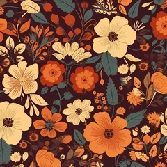 Gardinen Wallpaper Pattern Autumn Flowers Simple Illustration © imazydreams
