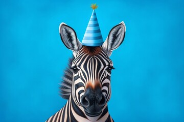zebra close up with birthday hat © Mohammad Moiz