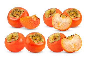 Ripe persimmons isolated on transparent (PNG)