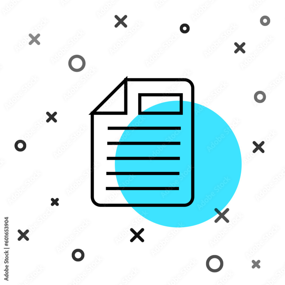 Poster black line file document icon isolated on white background. checklist icon. business concept. random