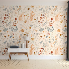Wallpaper Room Pattern Autumn Flowers Illustration