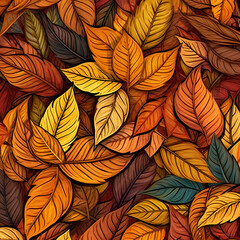 Abstract Seamless Autumn Leaves Pattern Illustration