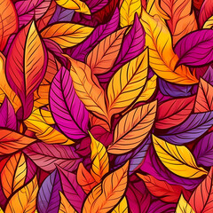 Abstract Seamless Autumn Leaves Pattern Illustration