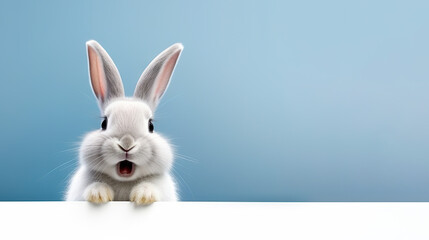 Obraz premium Joyful and Playful White Rabbit: A Cute and Smiling Easter Pet. created with Generative AI