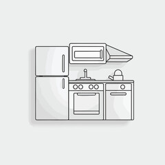 Kitchen simple black and white vector