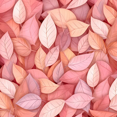 Abstract Autumn Leaves Pink Pastel Pattern Illustration