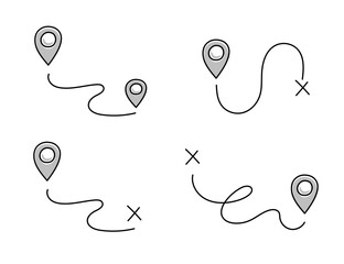 Pin doodle location icon. Hand drawn sketch style place maker, location pin, gps point pictogram. Vector illustration - obrazy, fototapety, plakaty
