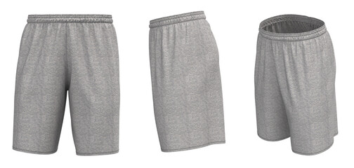 Man’ Shorts. Grey melange color. Isolated