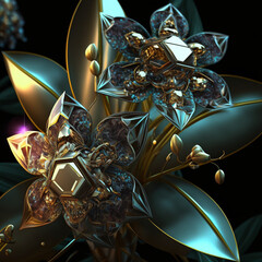 Futuristic alien flowers, science fiction flowers made with Generative Ai technology