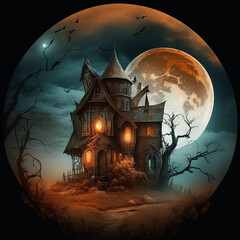 Fototapeta na wymiar halloween background with house