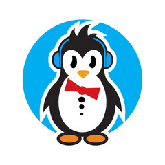 Cute and friendly penguin logo. Logo is suitable for toys shop, children care, kids boutique, and much more.