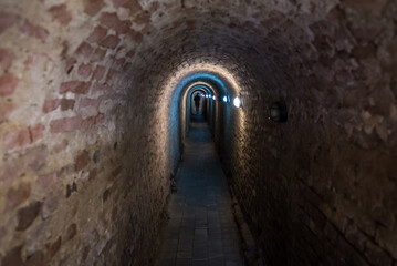 Underground passage in Alba Carolina Fortress in Alba Iulia city, Romania