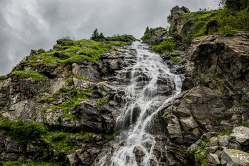 Capra Waterfall next to Transfagarasan Road in Carpathian Mountains, Romania