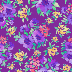 Fototapeta na wymiar Seamless floral pattern with bright colorful flowers and leaves. Elegant template for fashion prints. Modern floral background. Fashionable folk style. Ethnic style. Boho.