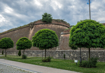 Fototapeta na wymiar Walls of Alba Carolina Fortress in Alba Iulia city, Romania