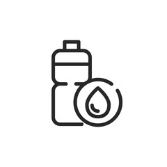 Drinking Water Icon. Vector Outline Editable Illustration of Drinking Water Bottle with Water Drop Symbol. Hydration Isolated Concept.