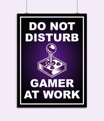do not disturb door wall poster printable banner purple controller gamer in work sign joystick template design