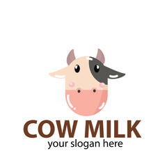 vector logo milk cow with a light orange black head with brown horns and a pink nose146