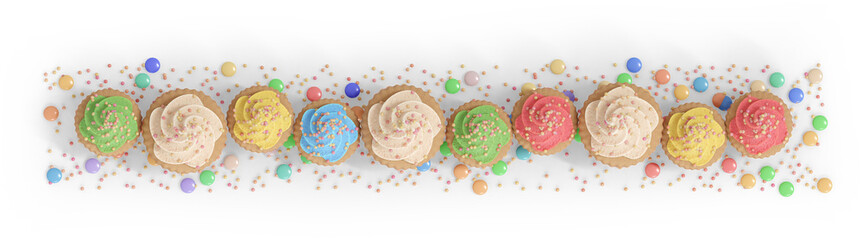 3D Render Party Cupcakes