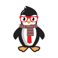 cute penguin with sal and wearing glasses, can be applied for various purposes, such as the entertainment industry, children, playgroup, and others