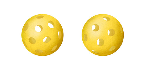 Two pickleball balls isolated on the white background. Graphic illustration
