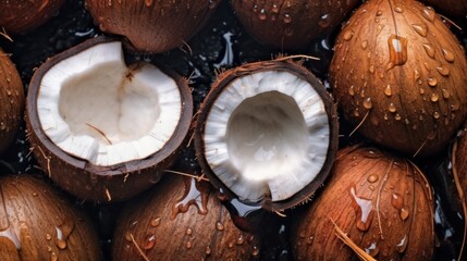 Wet & fresh coconuts fullframe