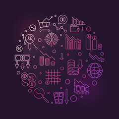 Economic Recession vector concept circle shaped colored banner