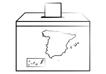 Icono de elecciones electorales en España en trazo negro irregular - obrazy, fototapety, plakaty