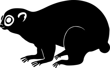 Slow loris silhouette vector illustration. Greater Kukang. Sunda loris.