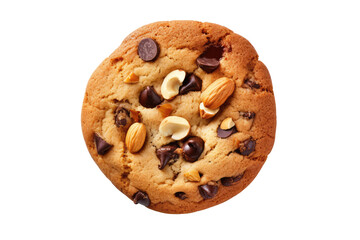 Chocolate chip and almond cookies isolated on transparent background. Generative Ai - obrazy, fototapety, plakaty