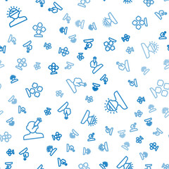 Set line Addiction to the drug, Concussion, headache and Schizophrenia on seamless pattern. Vector