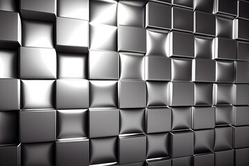 metallic cube background. Abstract background with shiny metallic cubes. AI Generative